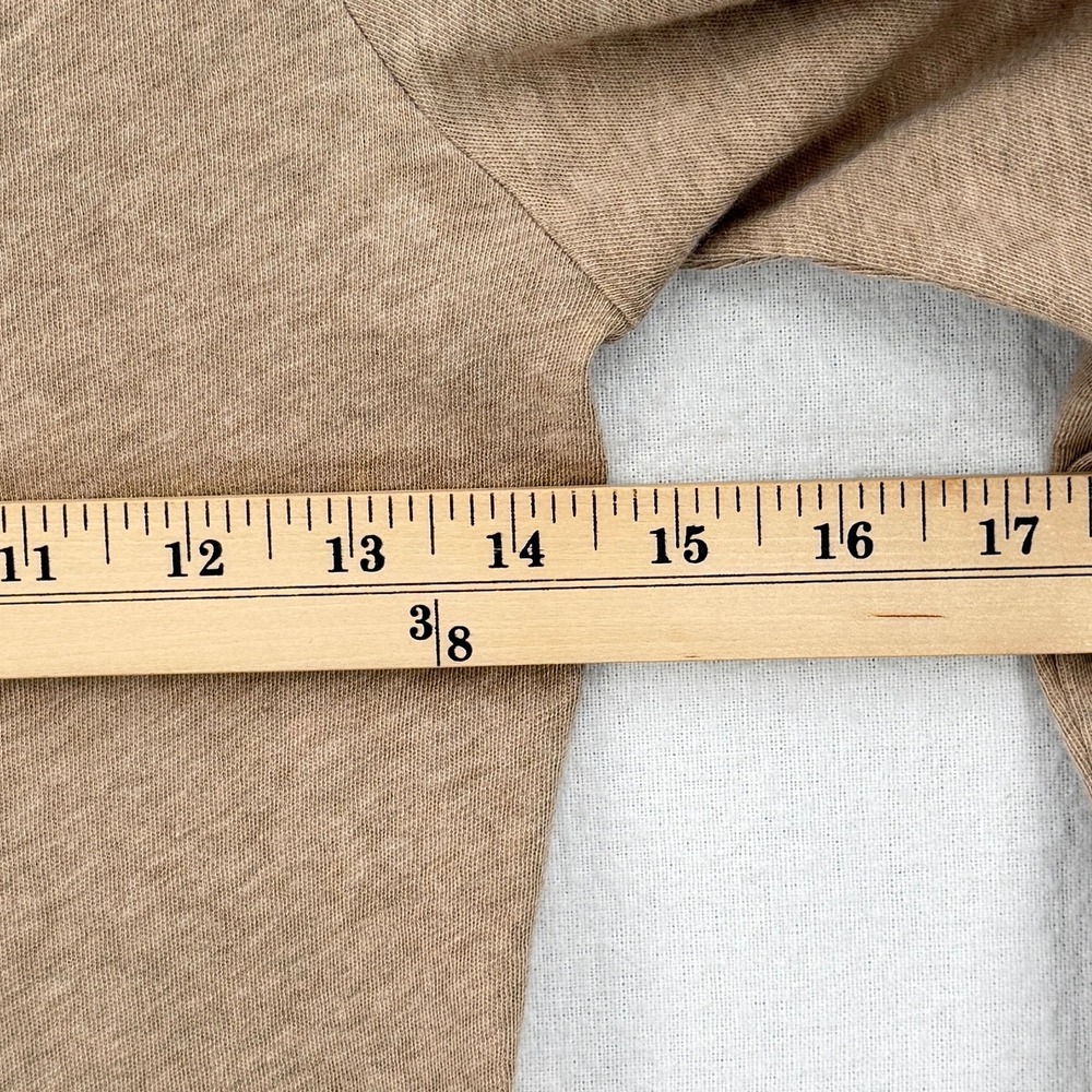ENZA COSTA Cashmere Easy Cuffed U Top Womens Small Khaki Long Sleeve Tee Shirt - Picture 4 of 13